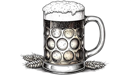 Sketch of beer mug with frothy head