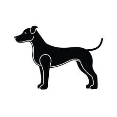 Minimalist black dog silhouette on a clean white background for graphic design