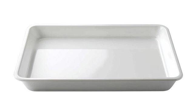 White empty tray isolated on transparent background