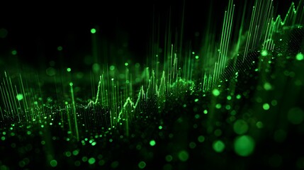 Futuristic finance visuals glowing green growth lines