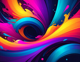 Vibrant swirling colors abstract digital artwork background wallpaper design lively environment dynamic viewpoint modern concept