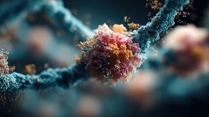 Microscopic Abstract: Colorful Cellular Structures Interconnected