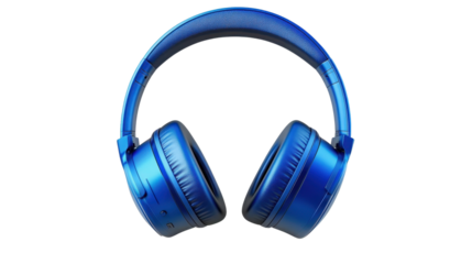 Blue headphone isolated on transparent background