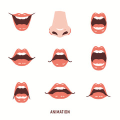 Mouth animation shapes and lip variations.