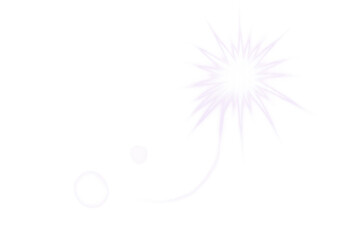 White star shining on a transparent background, creating a beautiful lens flare effect, ideal for graphic design projects