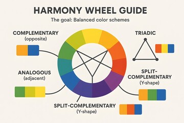 Color Harmony Wheel with Complementary and Analogous Schemes for Design