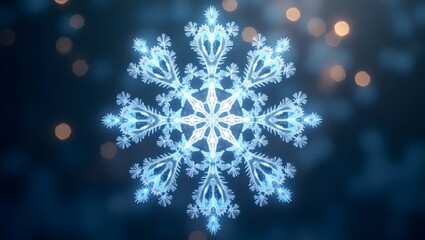 Christmas theme, Snowflake mandala glowing in icy tones.