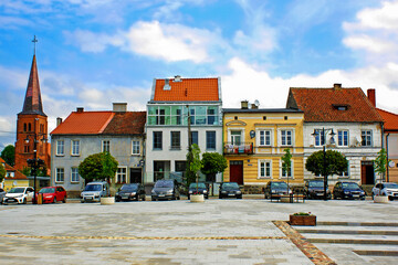 kamienice, rynek, Pasym, Mazury