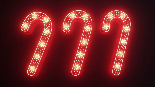 Christmas theme,Christmas candy cane pattern glowing with neon lights. selective focus