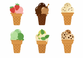 Delicious assortment of various ice cream cones with different flavors and toppings, perfect for summer treats.