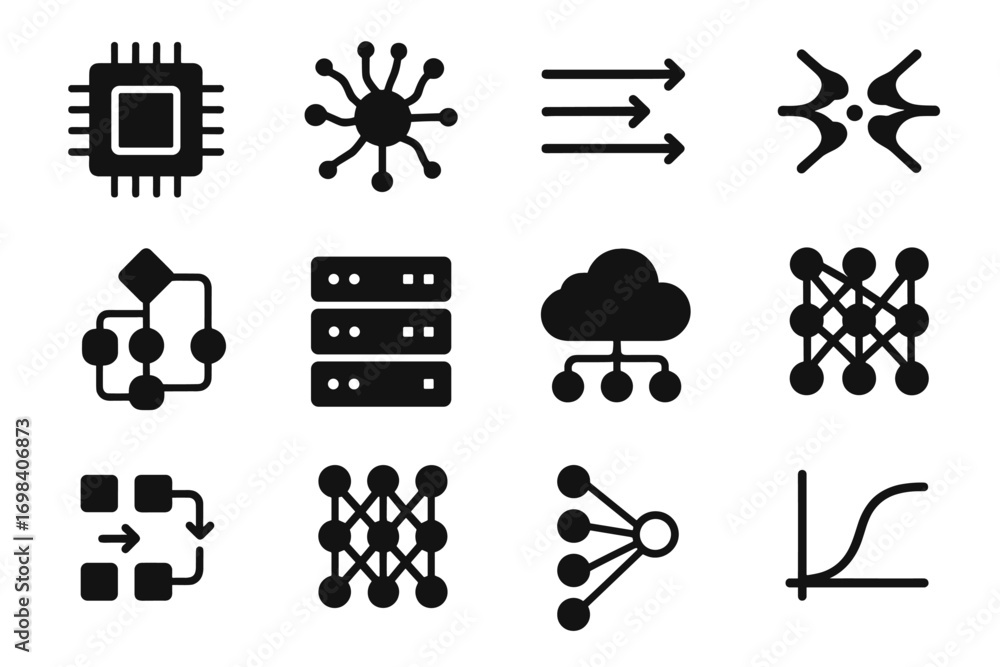Poster icon icons input server hidden training chip layer storage data neural cyber