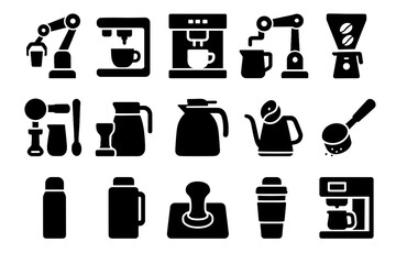 Scoop caf vector robotic icon cup coffee travel milk digital tool