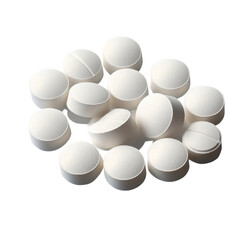 Set of white pills - isolated on transparent background. World health day