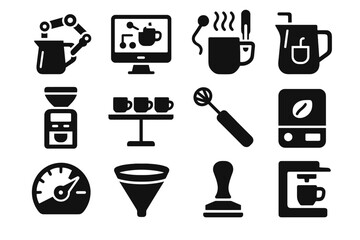 Brew smart metal holder coffee steaming scale lab holding vector sensor icon