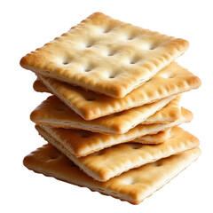 Stack of saltine crackers isolated on transparent background
