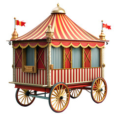 Old traditional circus wagon isolated on transparent background