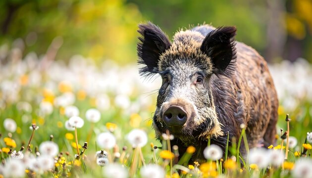 Wild boar in a meadow