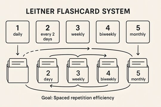 Leitner Flashcard System with Spaced Repetition for Effective Studying