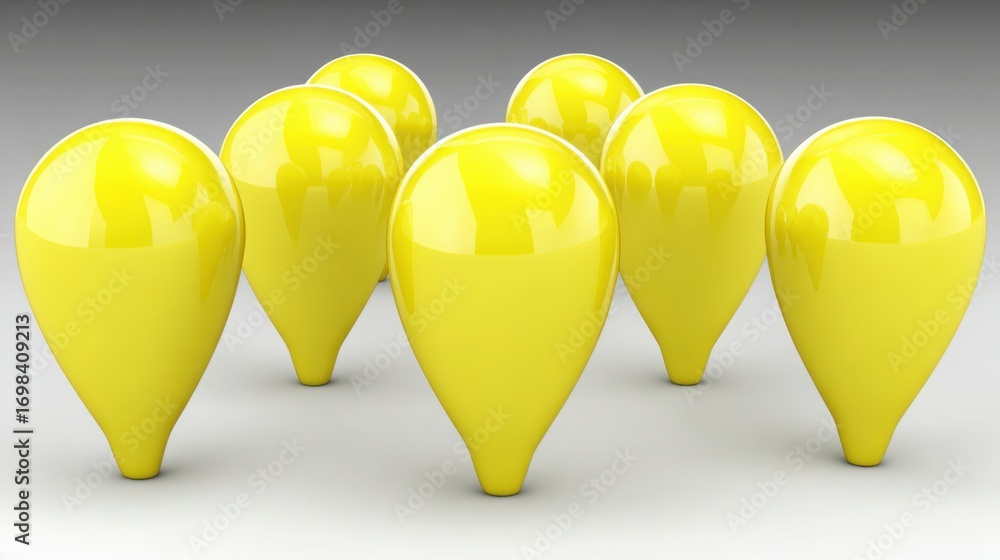 Poster collection of yellow pins symbolizing validity confidence overlays in real-time structural monitorin