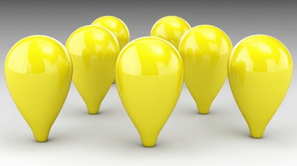 Collection of yellow pins symbolizing validity confidence overlays in real-time structural monitoring concepts