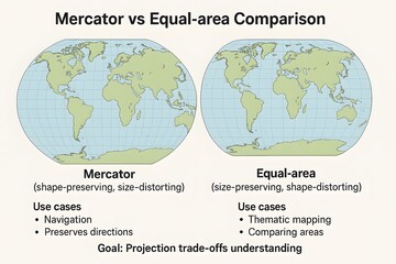 Map Projection Comparison with Distortion Analysis for Geography Education
