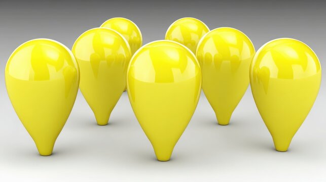 Collection of yellow pins symbolizing validity confidence overlays in real-time structural monitoring concepts