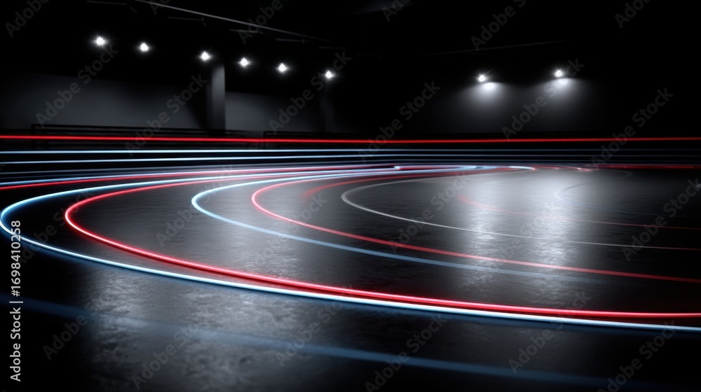 Poster car track with bright lights creating motion trails in a night scene capturing the essence of speed 