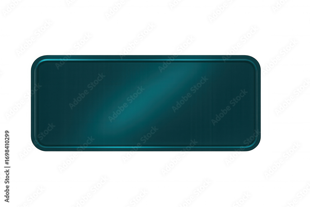 Poster glossy teal rectangular shape with metallic border, providing stylish design element on a transparen