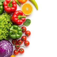 Fresh colorful vegetables and fruits arranged artfully for healthy eating and nutrition transparent background © creative png 