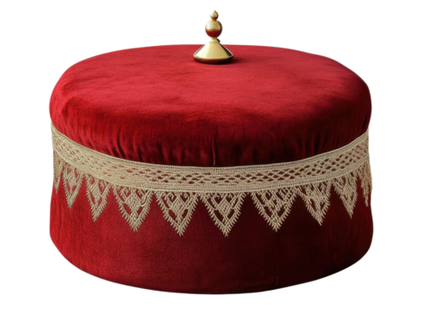 Red moroccan fez. isolated on transparent background.
