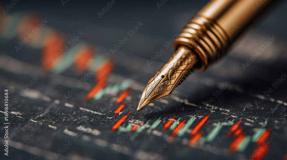 Aufkleber elegant pen resting on a financial chart with detailed data points highlighting the importance of an