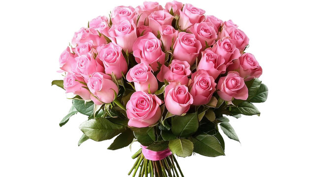 Bouquet of pink roses. isolated on transparent background.