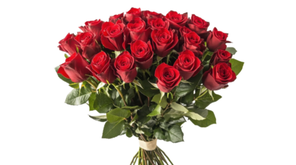 Bouquet of red roses. isolated on transparent background.