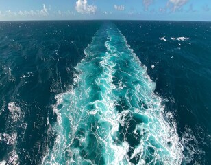 Vast ocean wake, turquoise foam
