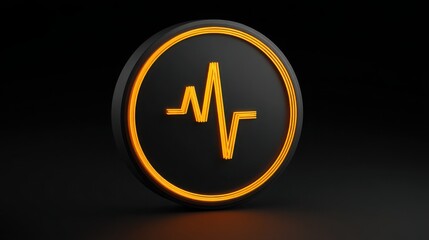 Shining orange and black heartbeat icon representing vital signs and health monitoring in a modern healthcare context