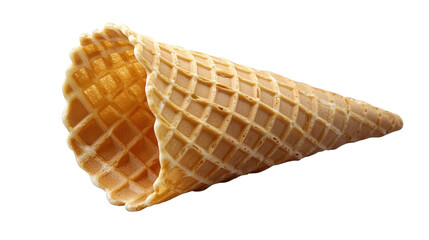 Empty waffle cone for ice cream. isolated on transparent background.