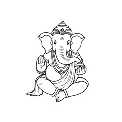 Minimalist Vector Illustration of Lord Ganesha in Black Line Art Style for Religious and Cultural Design