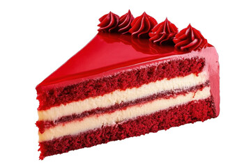 A red cake of slice. isolated on transparent background.