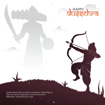 Hindu Festival Dussehra Lord Rama Killing Ravana Silhouette Design