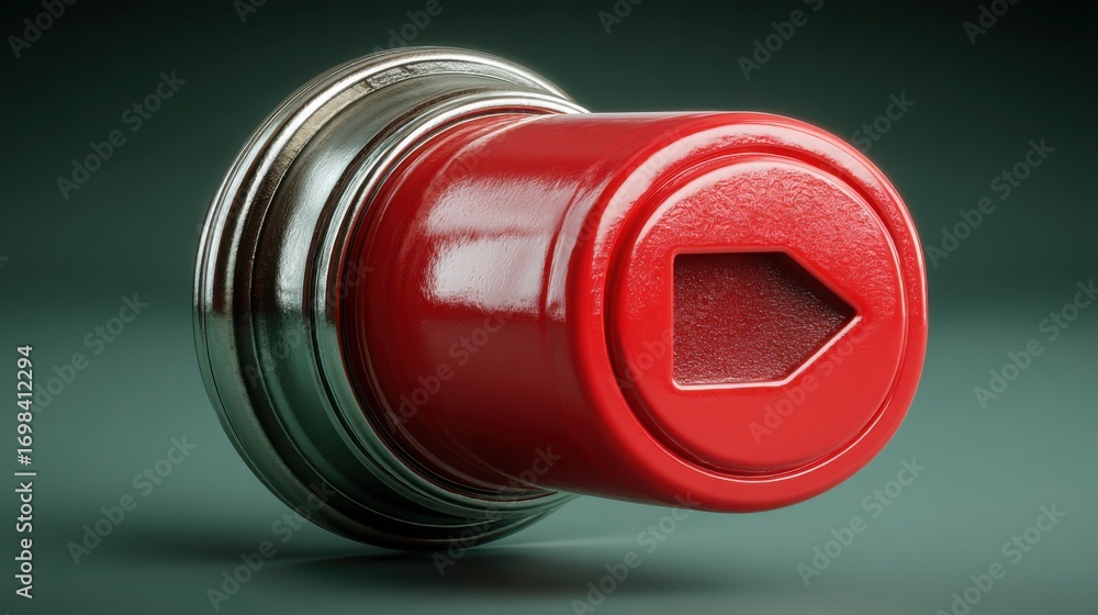 Poster red can with metal cap symbolizing storage and containment for various substances in an industrial s