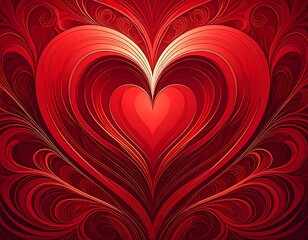 Entwined hearts in crimson: A love story told through swirling graphics