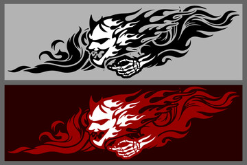 skull flames decal and wrap vektor creative unique .eps