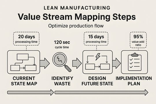 Value Stream Mapping Infographic for Lean Manufacturing Process Optimization