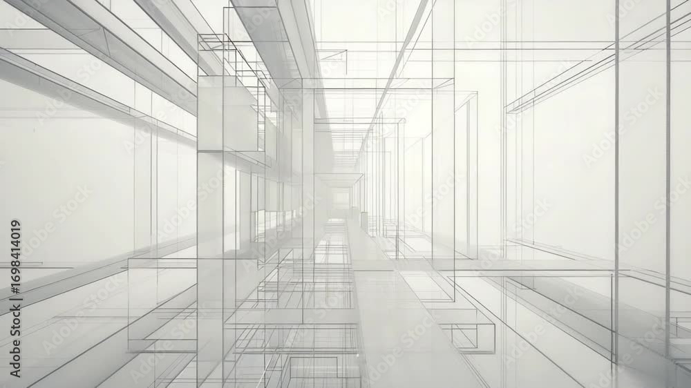 Poster modern architecture featuring large glass windows and a sleek design