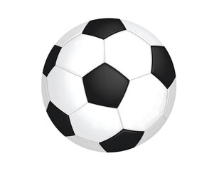 A soccer ball in classic white and muted black, in vector style with white isolated background.