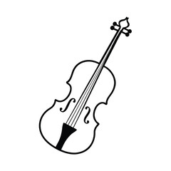 Fototapeta premium Elegant black silhouette of a violin on a clean white background