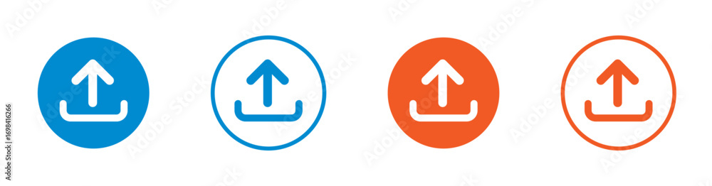 Poster upload icons. outline and solid vector icons.
