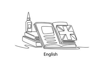 Obraz premium School Subjects concept. Single line draw design. Vector graphic illustration