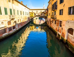 Venetian canal with colorful buildings