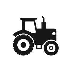 Silhouette of a tractor on a white background on transparent background